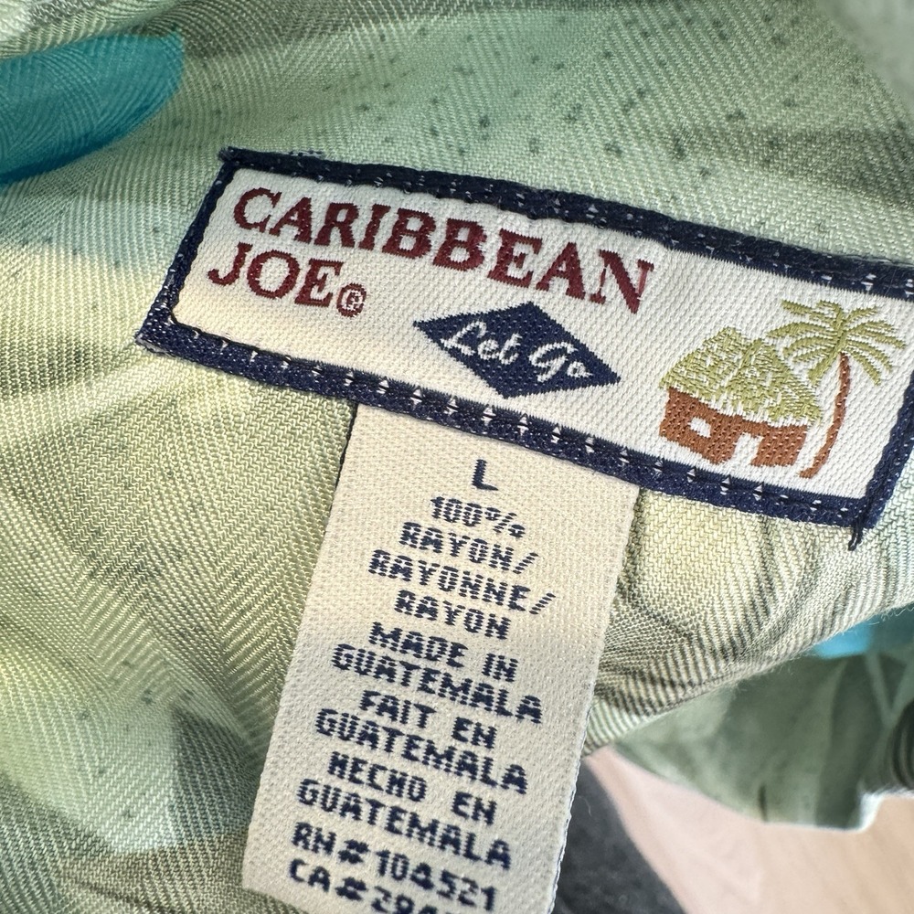 Caribbean Joe Womens Sz L Hawaiian Shirt Floral Tropical Button Front Vtg New - Picture 5 of 8